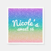 Serviette En Papier Rainbow Parties scintillant Sparkle Glam fête d'an (Devant)