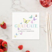 Serviette En Papier Rainbow Pastel Butterflies Graduation Party (En situation)