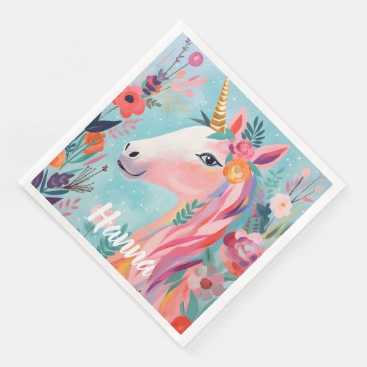 Serviette En Papier Rainbow Pastel Dream Unicorn (Coin)