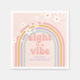 Serviette En Papier Rainbow Pastel Eight is a Vibe 8e anniversaire