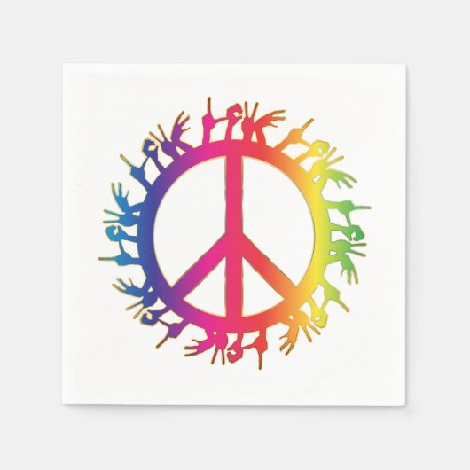 Serviette En Papier Rainbow Peace Sign Napkins soixante hippie party (Devant)