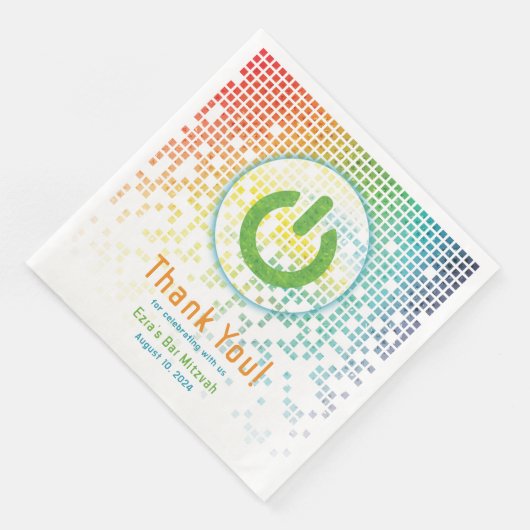 Serviette En Papier Rainbow Pixels jeu vidéo Gamer Bar Mitzvah (Coin)