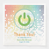 Serviette En Papier Rainbow Pixels jeu vidéo Gamer Bar Mitzvah (Devant)