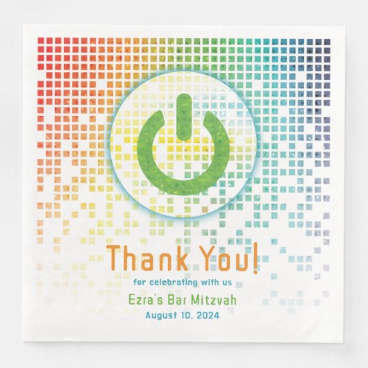 Serviette En Papier Rainbow Pixels jeu vidéo Gamer Bar Mitzvah (Devant)