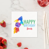 Serviette En Papier Rainbow Rocket Ship Exterspace Anniversaire (En situation)
