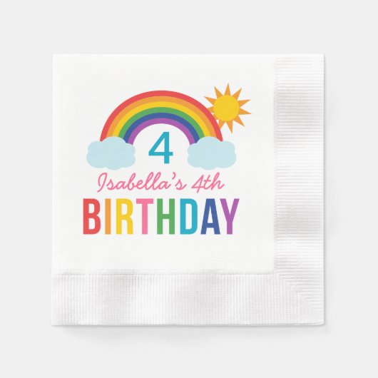Serviette En Papier Rainbow Sky Modern Girl Custom Birthday Party (Devant)