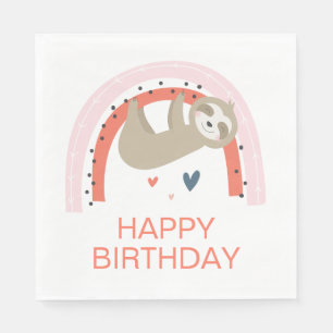 Serviette En Papier Rainbow Sloth Anniversday Napkins