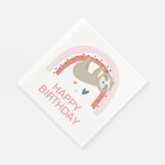 Serviette En Papier Rainbow Sloth Anniversday Napkins (Coin)