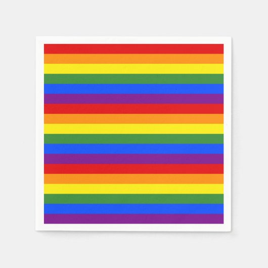 Serviette En Papier Rainbow Stripe Motif Pride Party (Devant)
