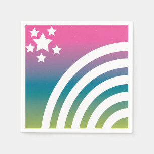 Serviette En Papier Rainbow Stripes Stars Unicorn Party