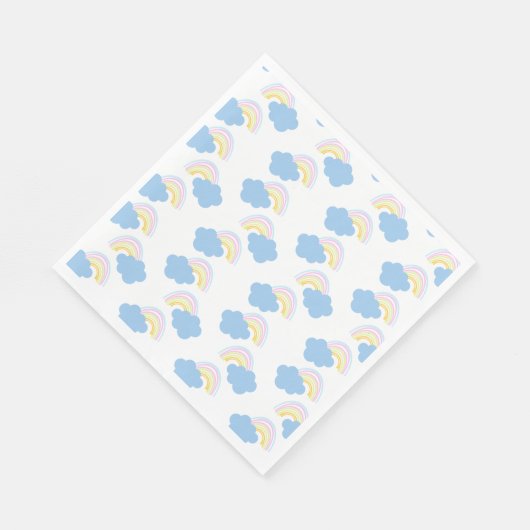 Serviette En Papier Rainbow Summer Nuages Pastel Scribble Doodle (Coin)