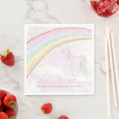Serviette En Papier Rainbow Unicorn 1er Anniversaire filles Pastel (En situation)