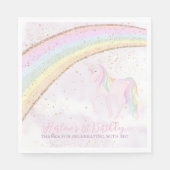 Serviette En Papier Rainbow Unicorn 1er Anniversaire filles Pastel (Devant)