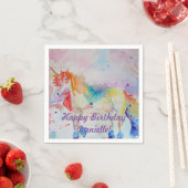 Serviette En Papier Rainbow Unicorn Girls Birthday Serviette Napkins (En situation)