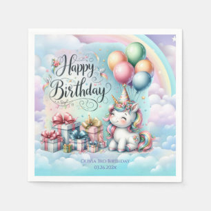 Serviette En Papier Rainbow Unicorn Magic Moment Girl Anniversaire