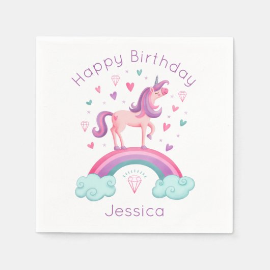 Serviette En Papier Rainbow Unicorn Merci (Devant)