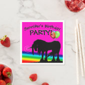 Serviette En Papier Rainbow Unicorn Party (En situation)