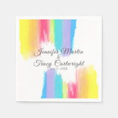 Serviette En Papier Rainbow Watercolor Paint Strots LGBTQ Mariage (Devant)