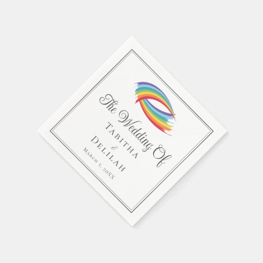 Serviette En Papier Rainbow Waves Beautiful LGBT Mariage (Coin)
