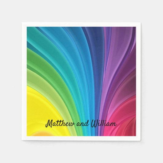 Serviette En Papier Rainbow Wedding Réception Cocktail Napkin (Devant)
