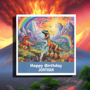 Serviette En Papier Rainbow Wild One dinosaures thème d'anniversaire B