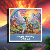 Serviette En Papier Rainbow Wild One dinosaures thème d'anniversaire B