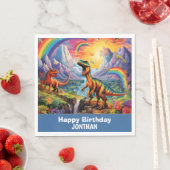 Serviette En Papier Rainbow Wild One dinosaures thème d'anniversaire B (En situation)