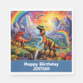 Serviette En Papier Rainbow Wild One dinosaures thème d'anniversaire B (Devant)