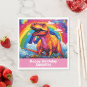 Serviette En Papier Rainbow Wild Un anniversaire T Rex rose (En situation)