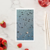 Serviette En Papier Raindrops Photographie Monogramme Bleu (En situation)