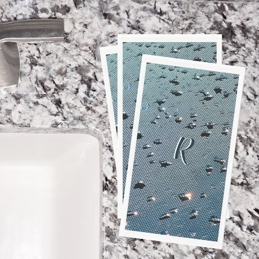 Serviette En Papier Raindrops Photographie Monogramme Bleu