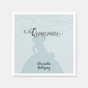 Serviette En Papier Rainy Day Blue Charro Silhouette Quinceanera