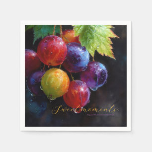 Serviette En Papier Raisins et gouttes de rosée aquarelles vibrants