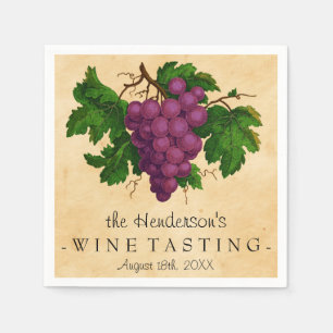 Serviette En Papier Raisins vintages de partie d'échantillon de vin