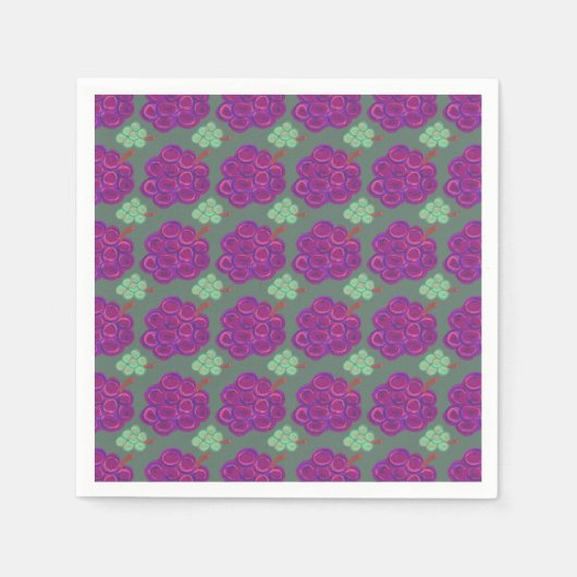 Serviette En Papier Raisins violets et verts (Devant)