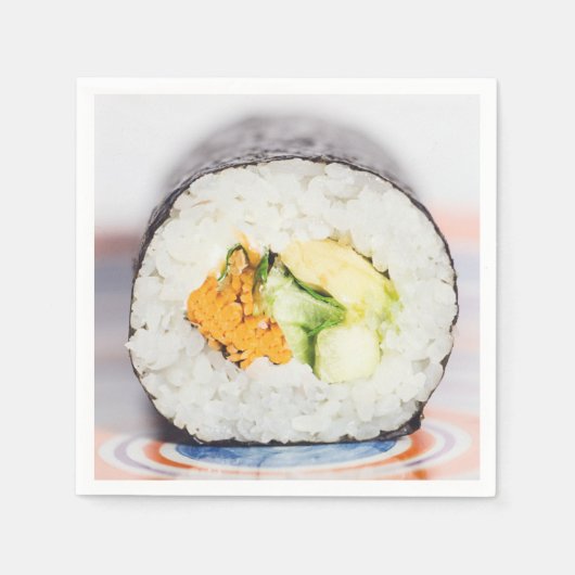 Serviette En Papier Râle de sushi Poisson et riz (Devant)