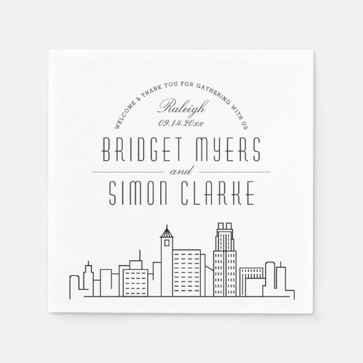 Serviette En Papier Raleigh Deco Skyline | Mariage, événement Napkins (Devant)