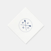 Serviette En Papier Rames croisés initiales marine (Coin)