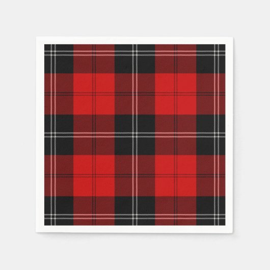 Serviette En Papier Ramsay tartan rouge noir plaid (Devant)