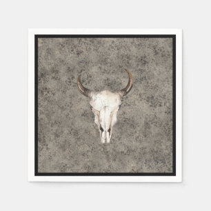 Serviette En Papier  Ranch rustique sud-ouest crâne marron éclaboussur