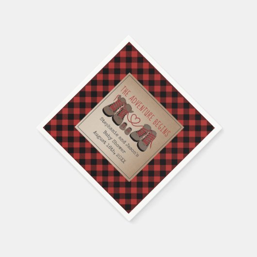 Serviette En Papier Randonnées Boots Buffalo Plaid Adventure Baby show (Coin)