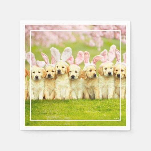 Serviette En Papier Rangée de lapins chiots (Devant)
