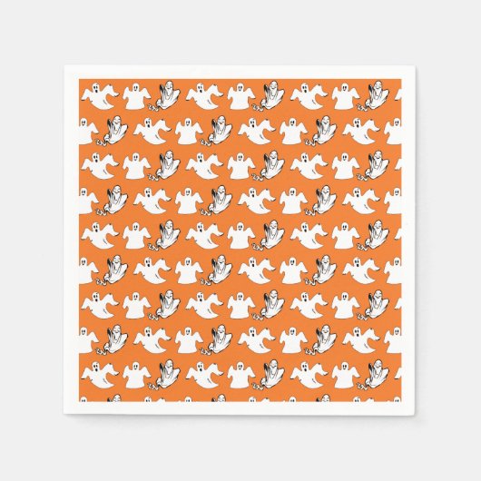 Serviette En Papier Rangées De Fantômes Volants Fête D'Halloween (Devant)