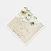 Serviette En Papier Ranunculus blanc à l'aquarelle rustique (Coin)