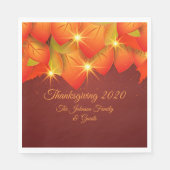 Serviette En Papier Rapprocher Thanksgiving Orange Leaf Nom déjeuner (Devant)