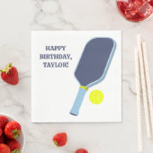 Serviette En Papier Raquette de Pickleball Personnalisée Bleue et Jaun (En situation)