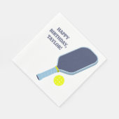 Serviette En Papier Raquette de Pickleball Personnalisée Bleue et Jaun (Coin)
