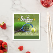 Serviette En Papier Raquette de tennis avec balle Joyeux anniversaire (En situation)