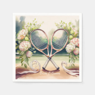 Serviette En Papier Raquette de tennis florale de mariage 