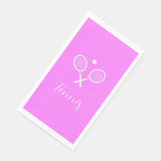Serviette En Papier Raquettes de tennis et boule rose profond (Coin)
